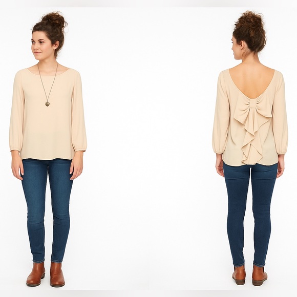 Cream Colored Flowy Blouse - Picture 1 of 4